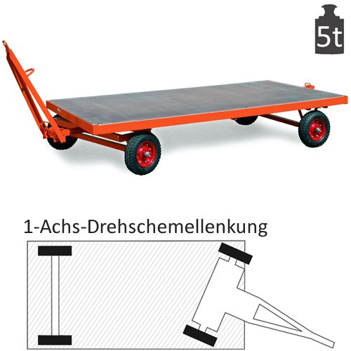 Schwerlast-Industrieanhänger mit 1-Achs-Drehschemel-Lenkung (5t)