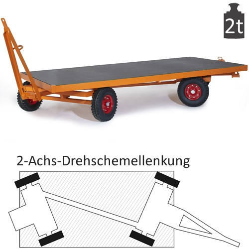 Schwerlast-Industrieanhänger mit 2-Achs-Drehschemel-Lenkung (2t)